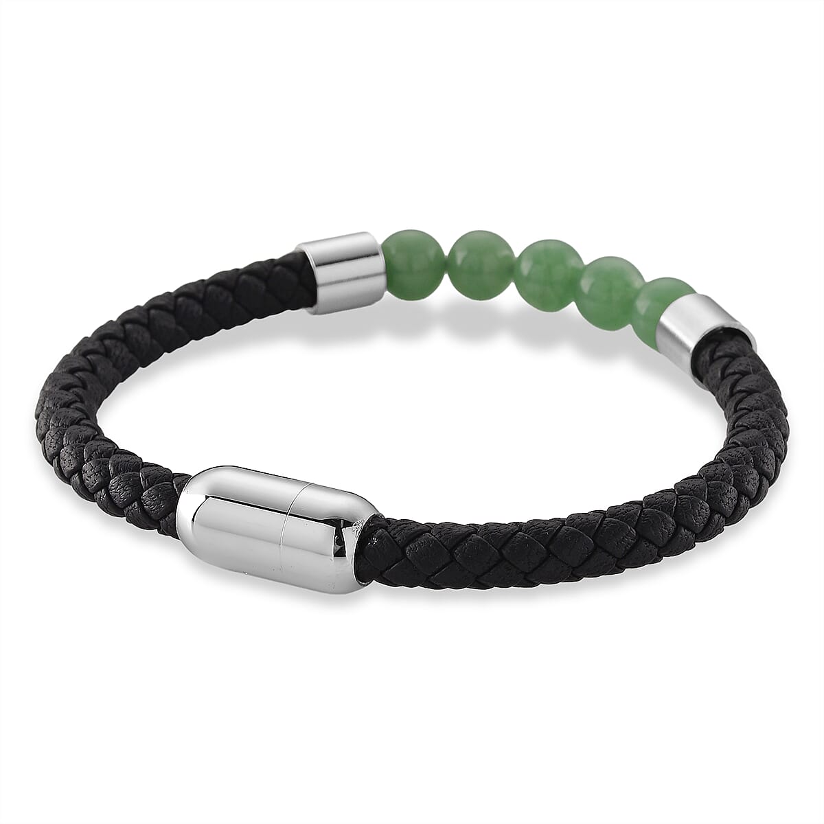 Green Aventurine 15.00 ctw Beaded Bracelet in Stainless Steel (8.25 In) image number 4