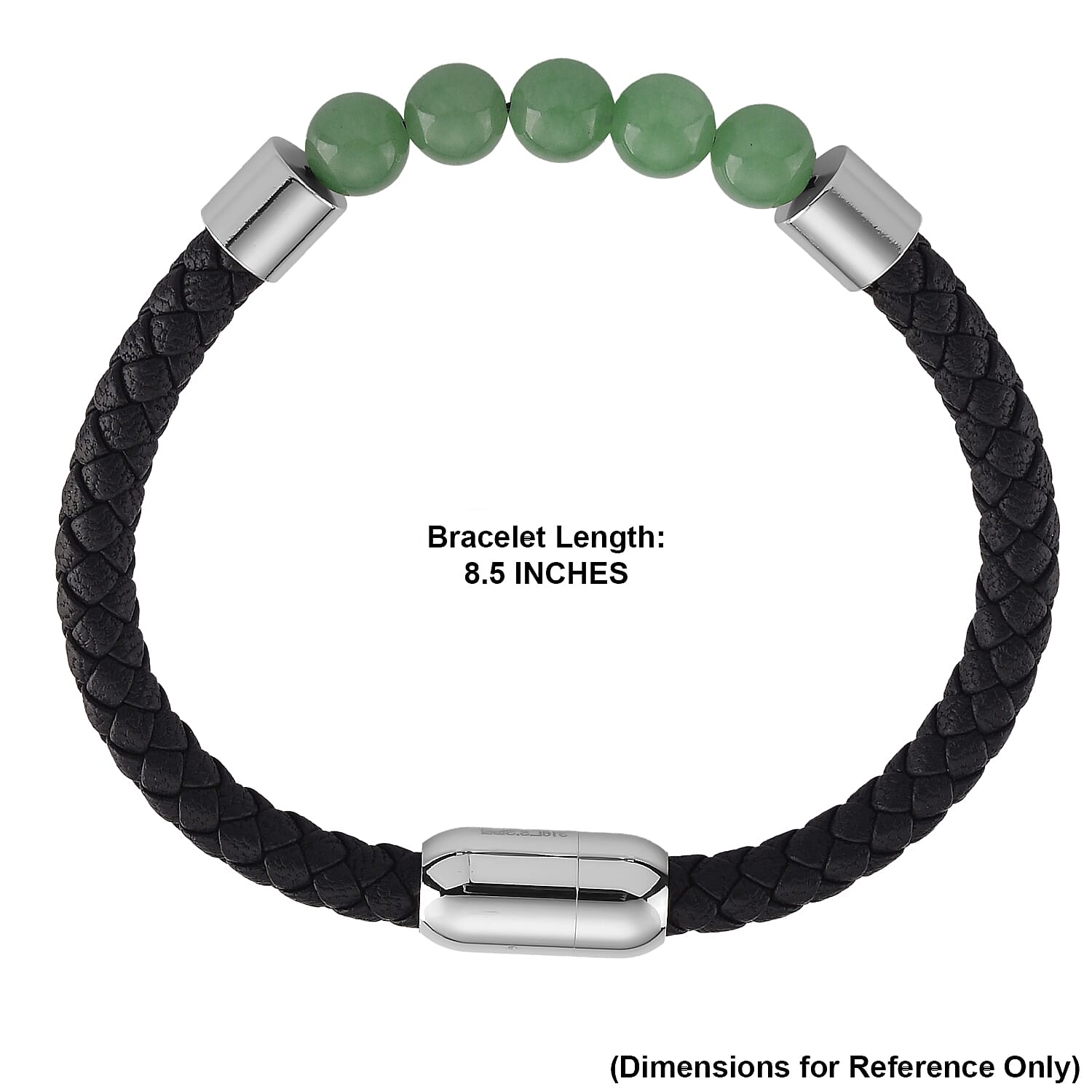 Green Aventurine 15.00 ctw Beaded Bracelet in Stainless Steel (8.25 In)