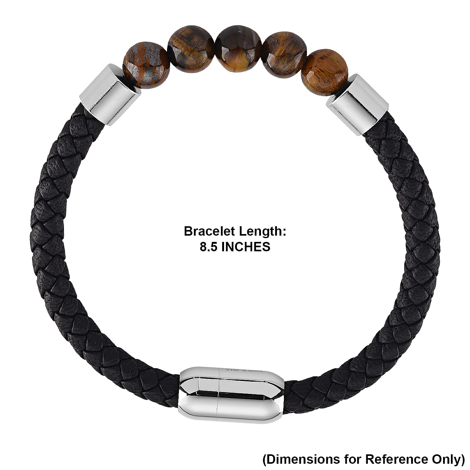 Yellow Tigers Eye 15.00 ctw Beaded Bracelet in Stainless Steel (8.25 In)