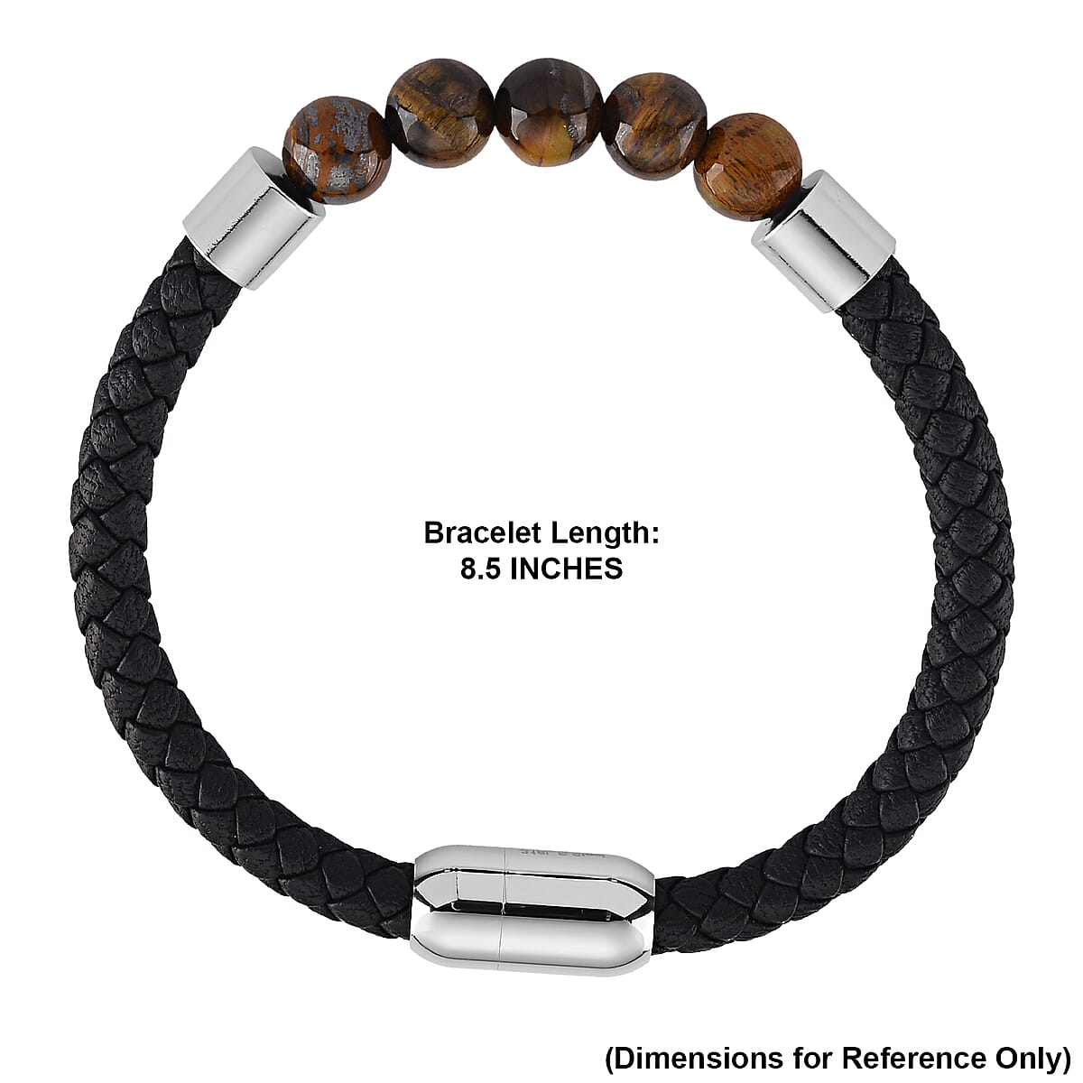 Yellow Tigers Eye 15.00 ctw Beaded Bracelet in Stainless Steel (8.25 In) image number 5