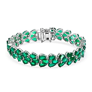 EverTrue Verde Onyx 32.30 ctw Tennis Bracelet in Platinum Bond (7.25 In)