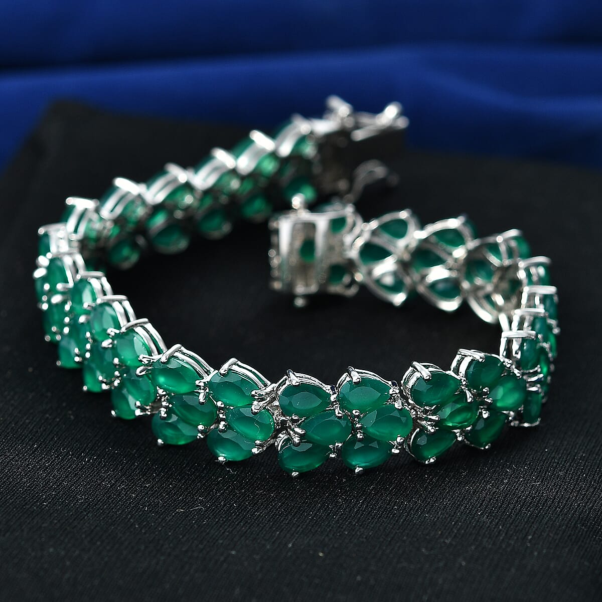 EverTrue Verde Onyx 32.30 ctw Tennis Bracelet in Platinum Bond (7.25 In) image number 1