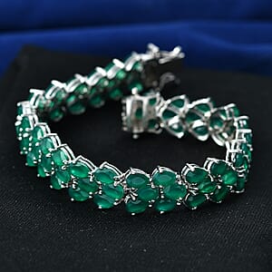 EverTrue Verde Onyx 32.30 ctw Tennis Bracelet in Platinum Bond (7.25 In)