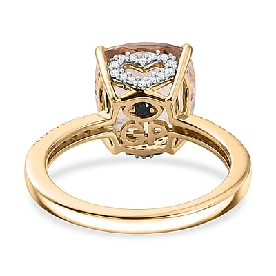 GP Amore Collection AAA Marropino Morganite and Diamond I2 4.10 ctw Ring in 10K Yellow Gold (Size 6.0)