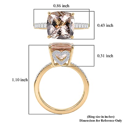 GP Amore Collection AAA Marropino Morganite and Diamond I2 4.10 ctw Ring in 10K Yellow Gold (Size 6.0)