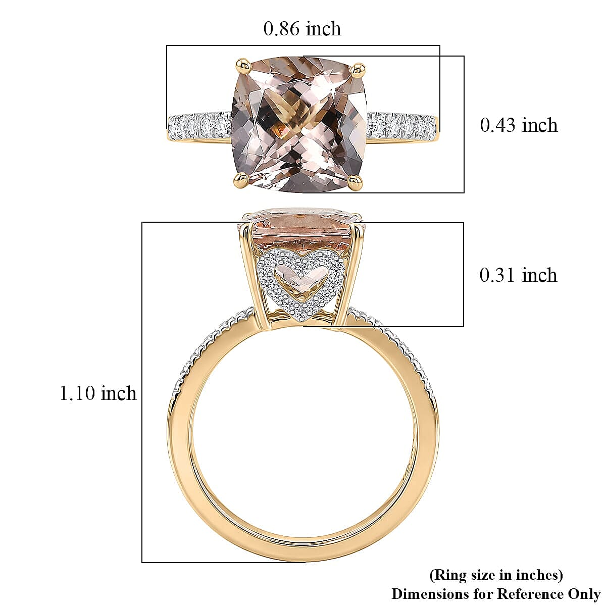 GP Amore Collection AAA Marropino Morganite and Diamond I2 4.10 ctw Ring in 10K Yellow Gold (Size 6.5)
