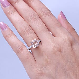 GP AAA Marropino Morganite and Diamond I2 4.10 ctw Ring in 10K Yellow Gold (Size 7.0)