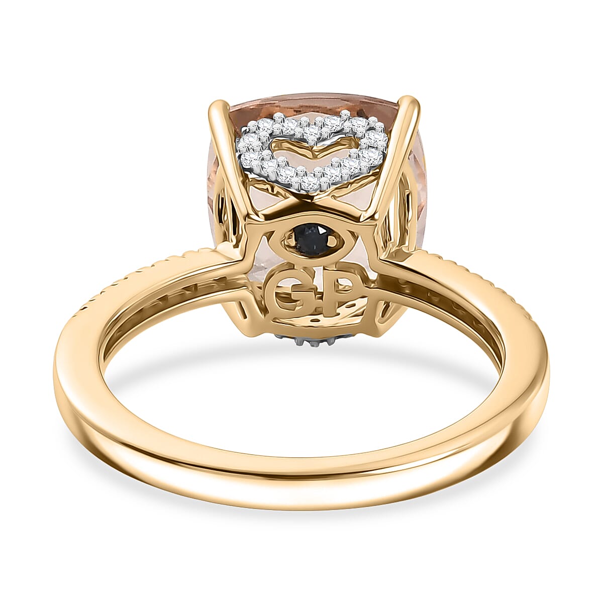 GP AAA Marropino Morganite and Diamond I2 4.10 ctw Ring in 10K Yellow Gold (Size 7.0) image number 4