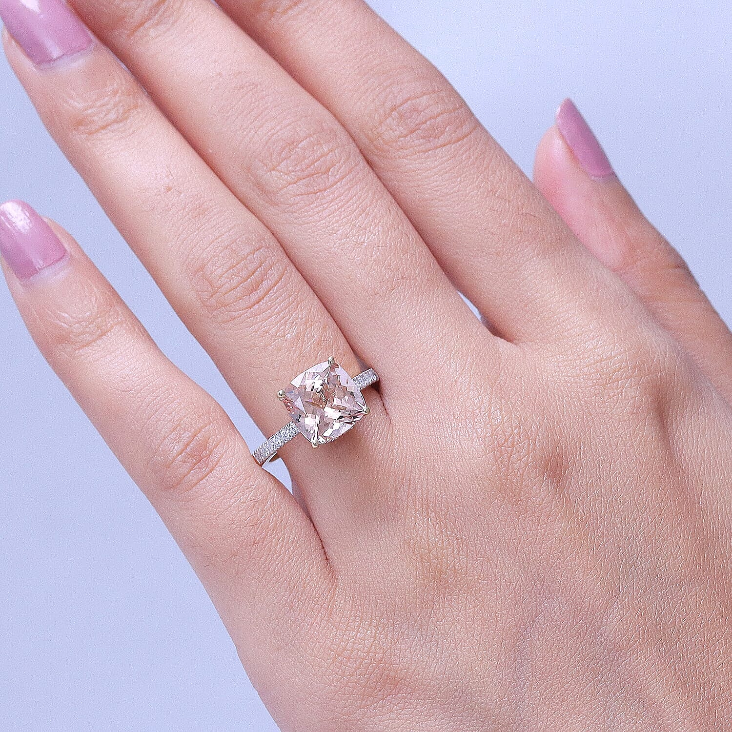 GP Amore Collection AAA Marropino Morganite and Diamond I2 4.10 ctw Ring in 10K Yellow Gold (Size 7.5)