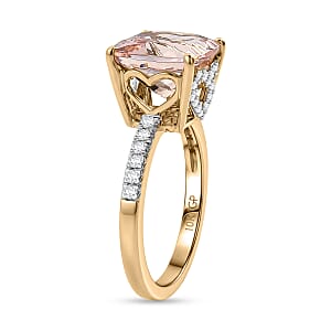 GP Amore Collection AAA Marropino Morganite and Diamond I2 4.10 ctw Ring in 10K Yellow Gold (Size 8.0)