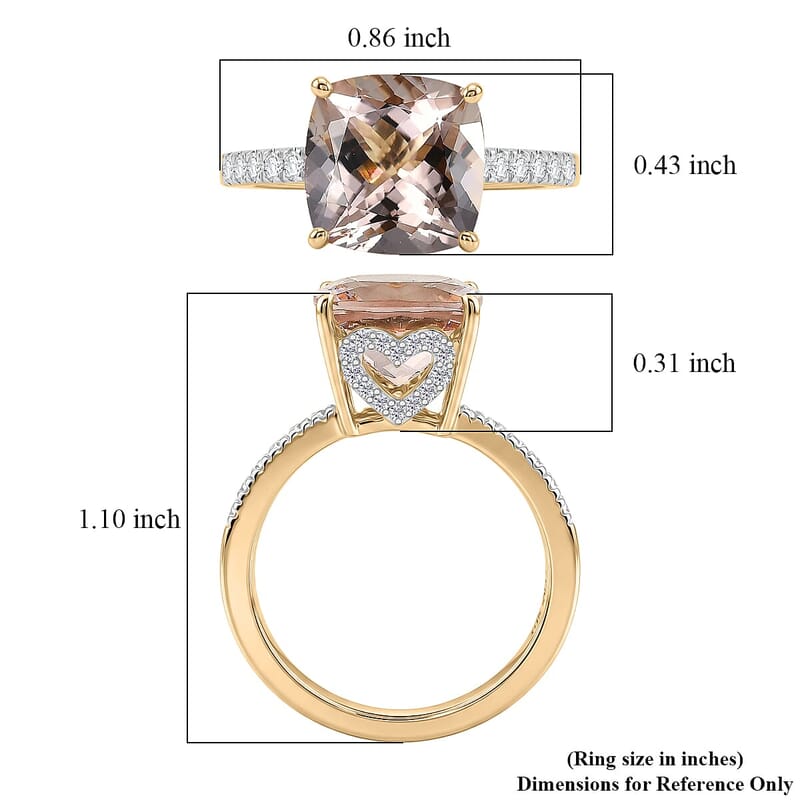 GP Amore Collection AAA Marropino Morganite and Diamond I2 4.10 ctw Ring in 10K Yellow Gold (Size 8.5)