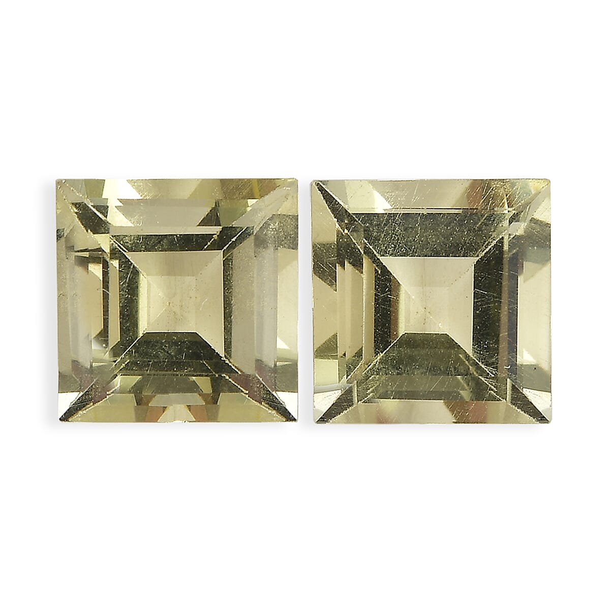 Green Gold Quartz Set of 2 (Sqr 8 mm) 4.41 ctw