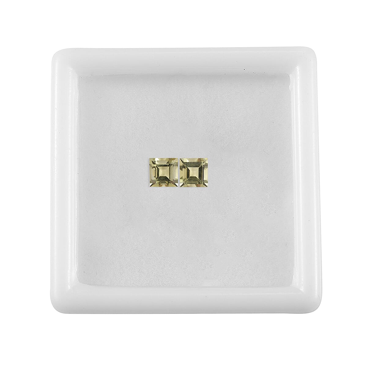 Green Gold Quartz Set of 2 (Sqr 8 mm) 4.41 ctw