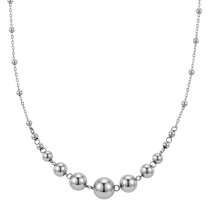 Beaded Chain Necklace (20-22 Inches) in Stainless Steel