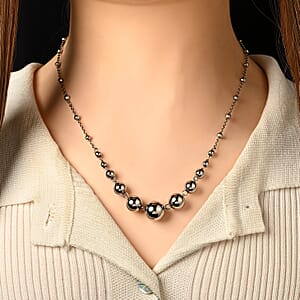 Beaded Chain Necklace (20-22 Inches) in Stainless Steel 