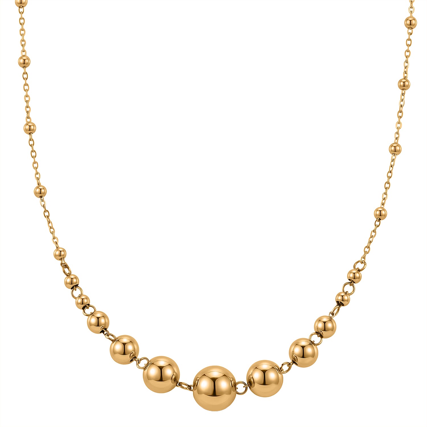 Beaded Chain Necklace (20-22 Inches) in ION Plated YG Stainless Steel