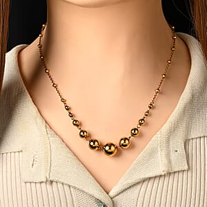 Beaded Chain Necklace (20-22 Inches) in ION Plated YG Stainless Steel  