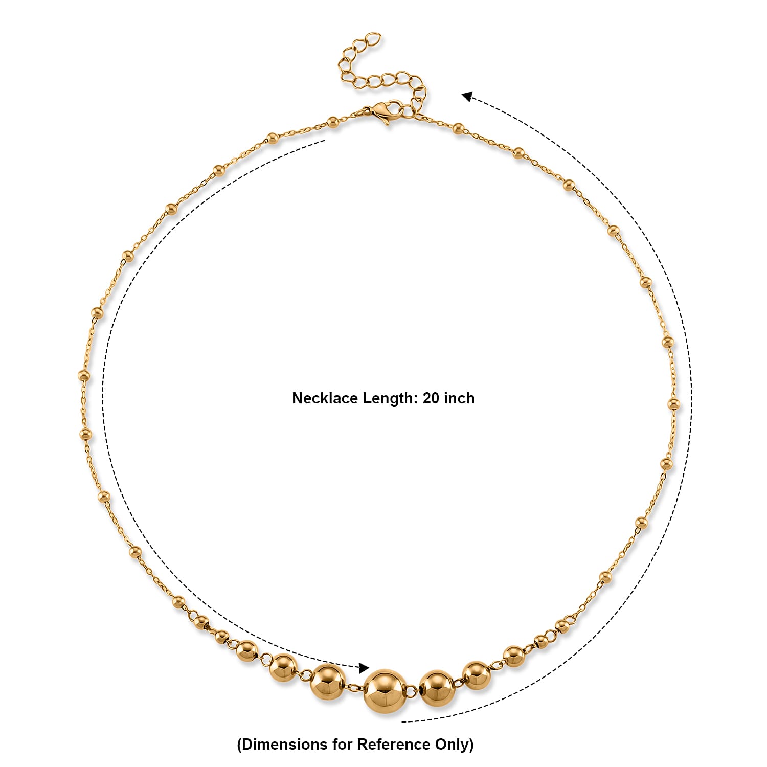 Beaded Chain Necklace (20-22 Inches) in ION Plated YG Stainless Steel