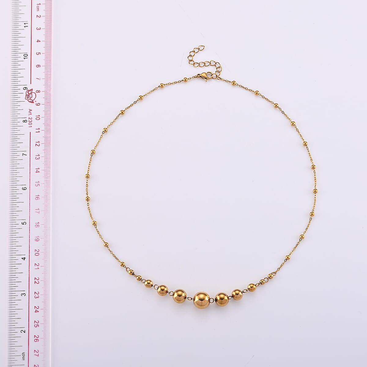 Beaded Chain Necklace (20-22 Inches) in ION Plated YG Stainless Steel   image number 4