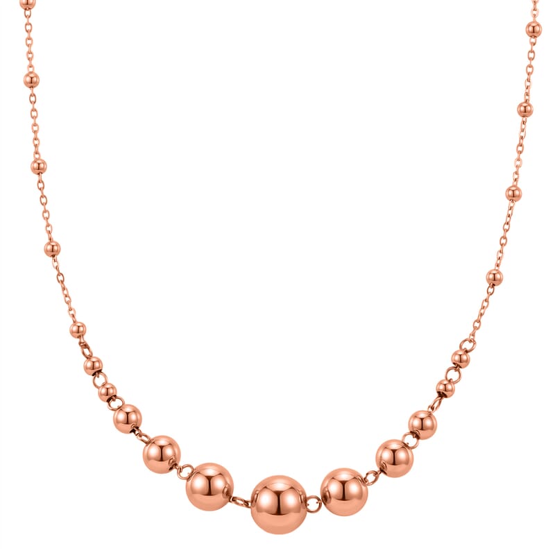 Beaded Chain Necklace (20-22 Inches) in ION Plated RG Stainless Steel