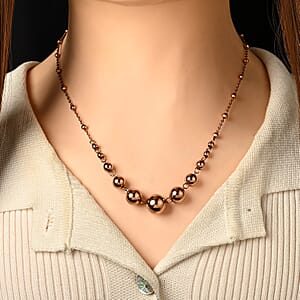Beaded Chain Necklace (20-22 Inches) in ION Plated RG Stainless Steel 