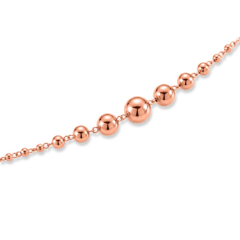 Beaded Chain Necklace (20-22 Inches) in ION Plated RG Stainless Steel
