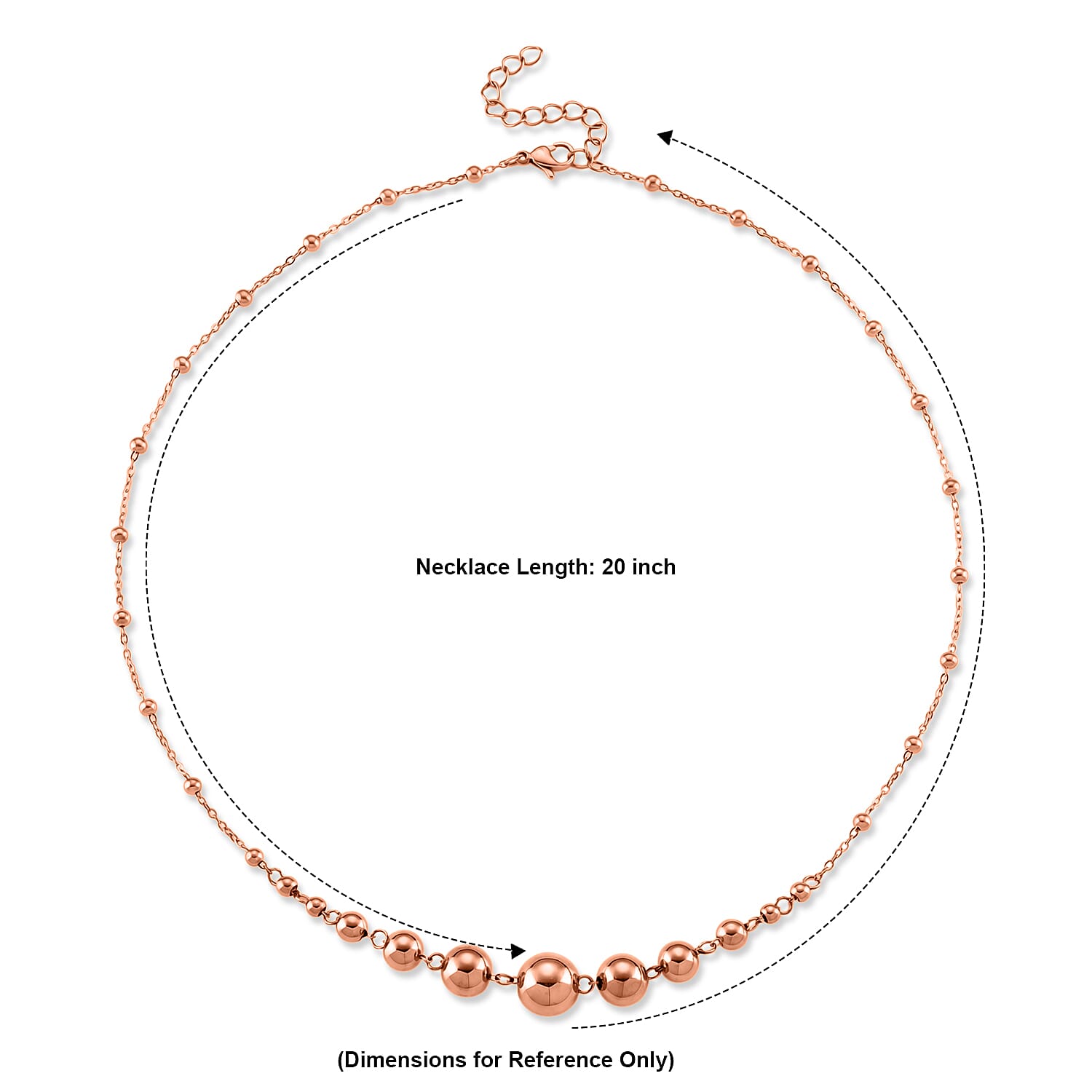 Beaded Chain Necklace (20-22 Inches) in ION Plated RG Stainless Steel