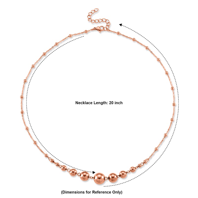 Beaded Chain Necklace (20-22 Inches) in ION Plated RG Stainless Steel