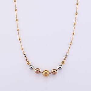 Beaded Chain Necklace (20-22 Inches) in ION Plated YRG Stainless Steel  