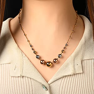 Beaded Chain Necklace (20-22 Inches) in ION Plated YRG Stainless Steel  