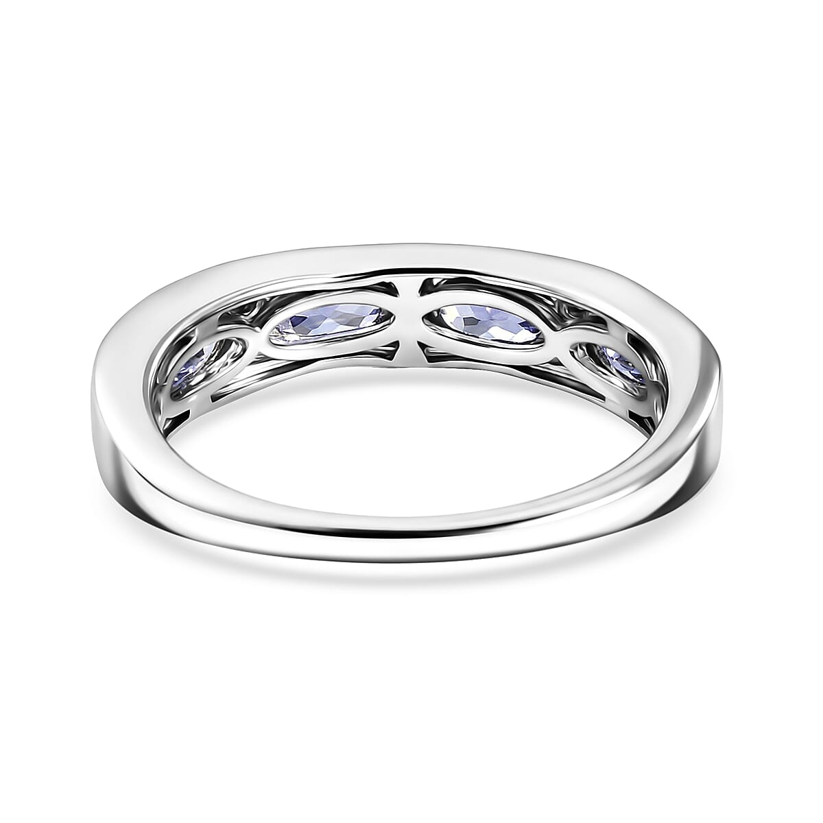 EverTrue Tanzanite and White Zircon 1.10 ctw Eternity Band Ring in Platinum Bond (Size 5.0) image number 4