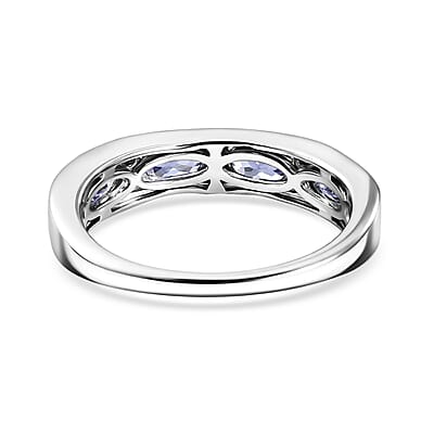 EverTrue Tanzanite and White Zircon 1.10 ctw Eternity Band Ring in Platinum Bond (Size 6.0)