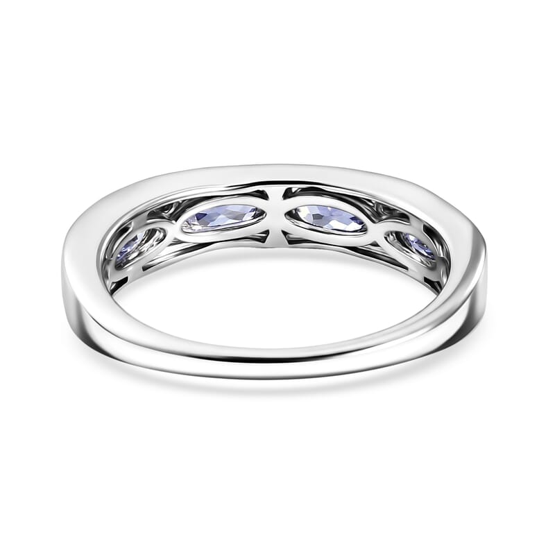 EverTrue Tanzanite and White Zircon 1.10 ctw Eternity Band Ring in Platinum Bond (Size 6.0)