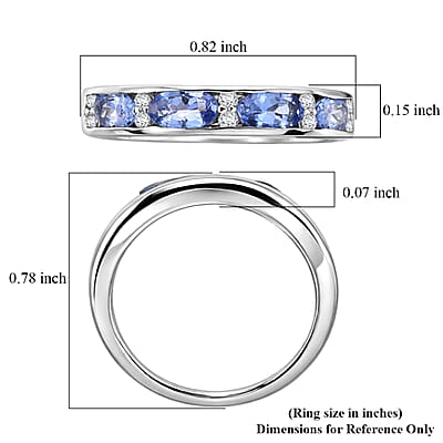 EverTrue Tanzanite and White Zircon 1.10 ctw Eternity Band Ring in Platinum Bond (Size 6.0)