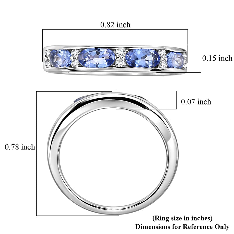 EverTrue Tanzanite and White Zircon 1.10 ctw Eternity Band Ring in Platinum Bond (Size 6.0)
