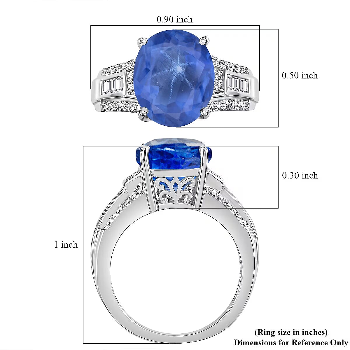 D'Joy Madagascar Blue Sapphire (DF) and White Zircon 7.50 ctw Ring in Rhodium Over Sterling Silver (Size 10.5) image number 5