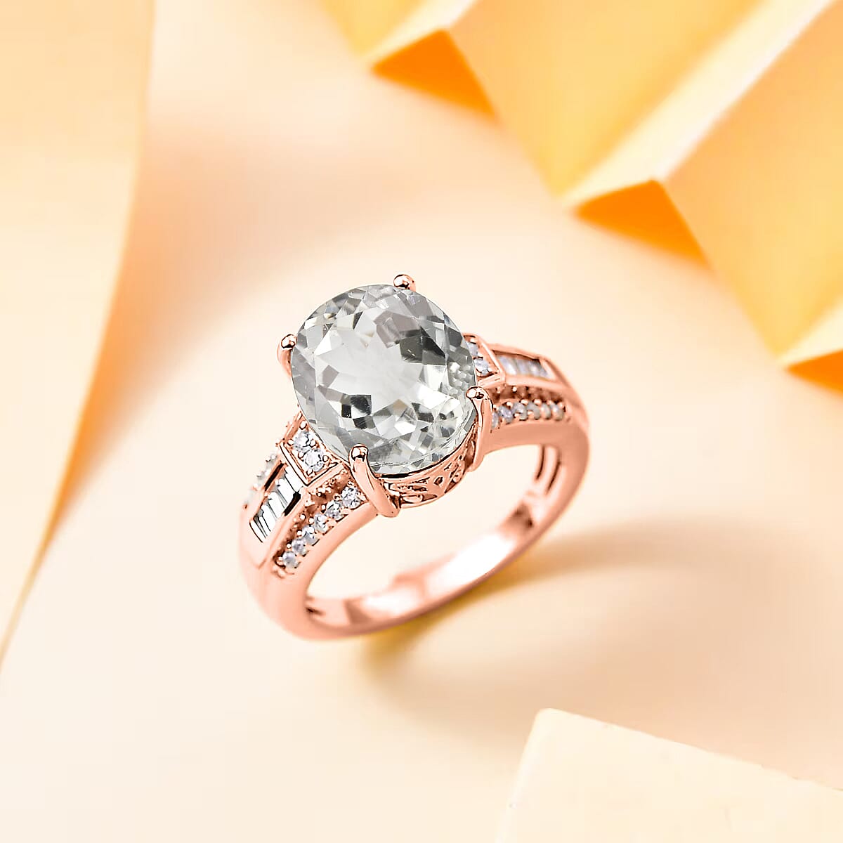 D'Joy White Kunzite ,  White Zircon  Main Stone With Side Stone Ring in 18K RG VermeilSterling Silver ,  Silver Wt. 5.4 g 4.72 ctw image number 1