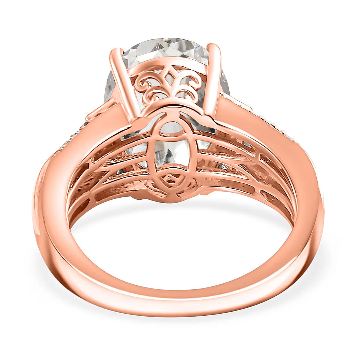 D'Joy White Kunzite ,  White Zircon  Main Stone With Side Stone Ring in 18K RG VermeilSterling Silver ,  Silver Wt. 5.4 g 4.72 ctw image number 4