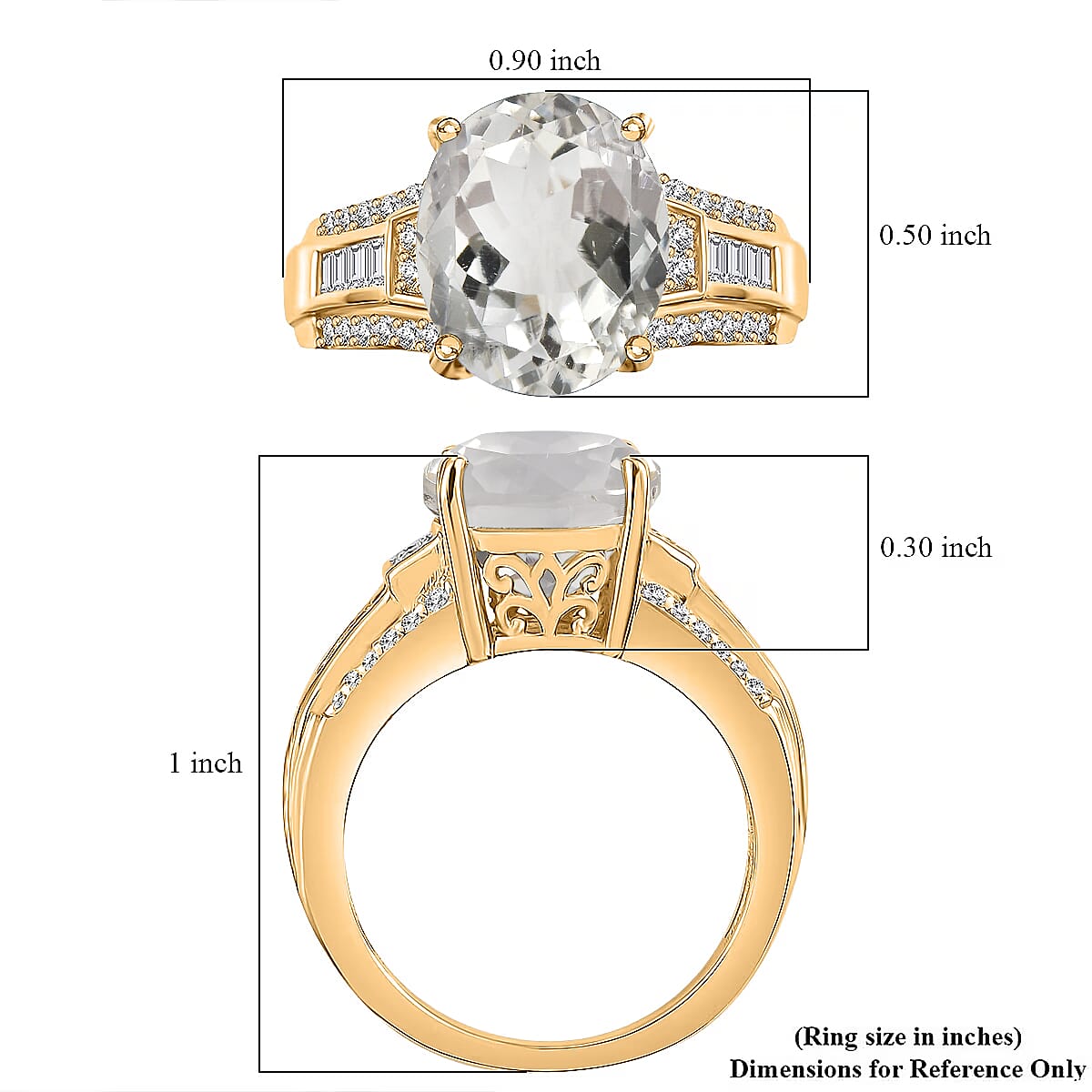 D'Joy White Kunzite ,  White Zircon  Main Stone With Side Stone Ring in 18K YG VermeilSterling Silver ,  Silver Wt. 5.4 g 4.72 ctw image number 5