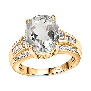 D'Joy White Kunzite ,  White Zircon  Main Stone With Side Stone Ring in 18K YG VermeilSterling Silver ,  Silver Wt. 5.4 g 4.72 ctw