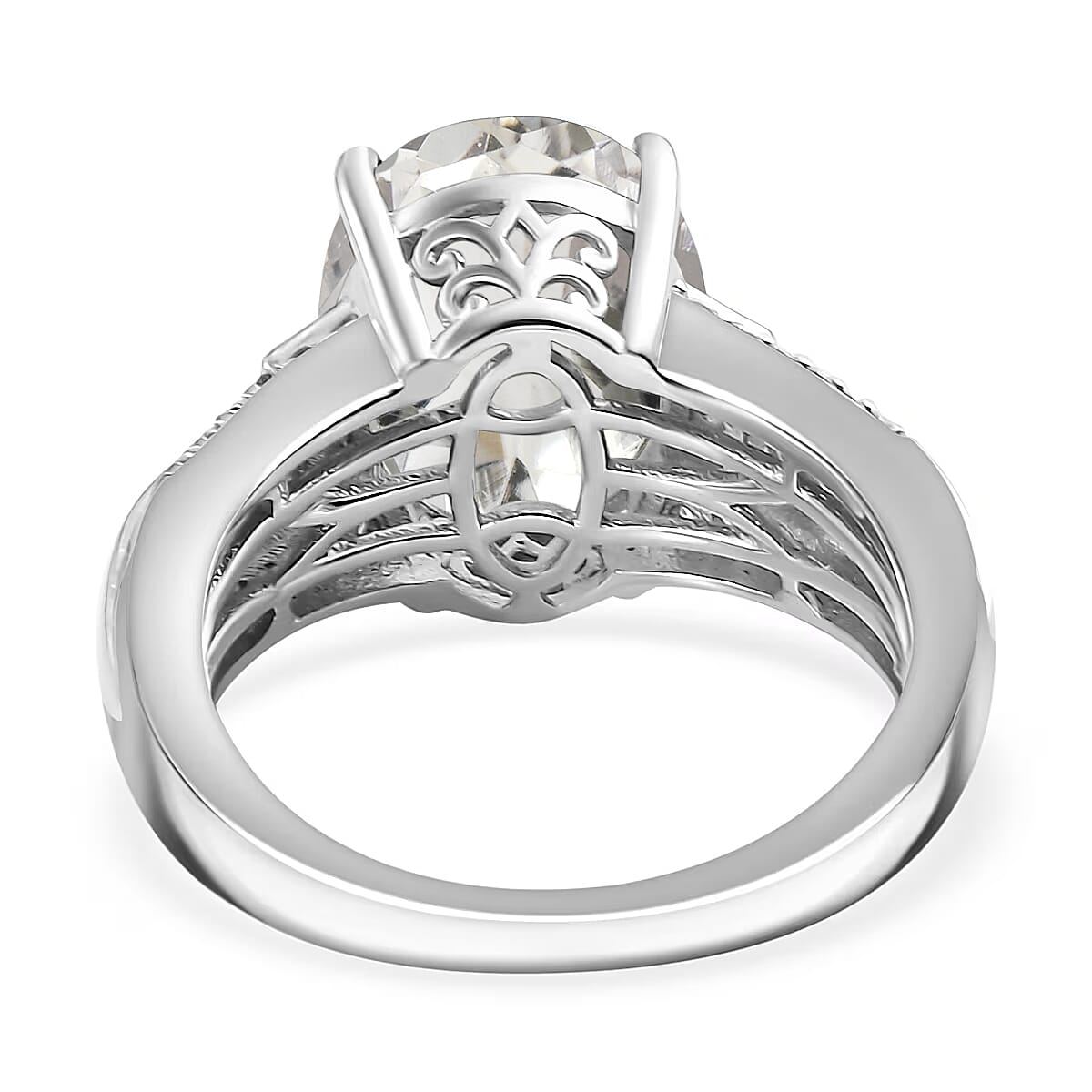 D'Joy White Kunzite ,  White Zircon  Main Stone With Side Stone Ring in Rhodium OverSterling Silver ,  Silver Wt. 5.4 g 4.72 ctw image number 4