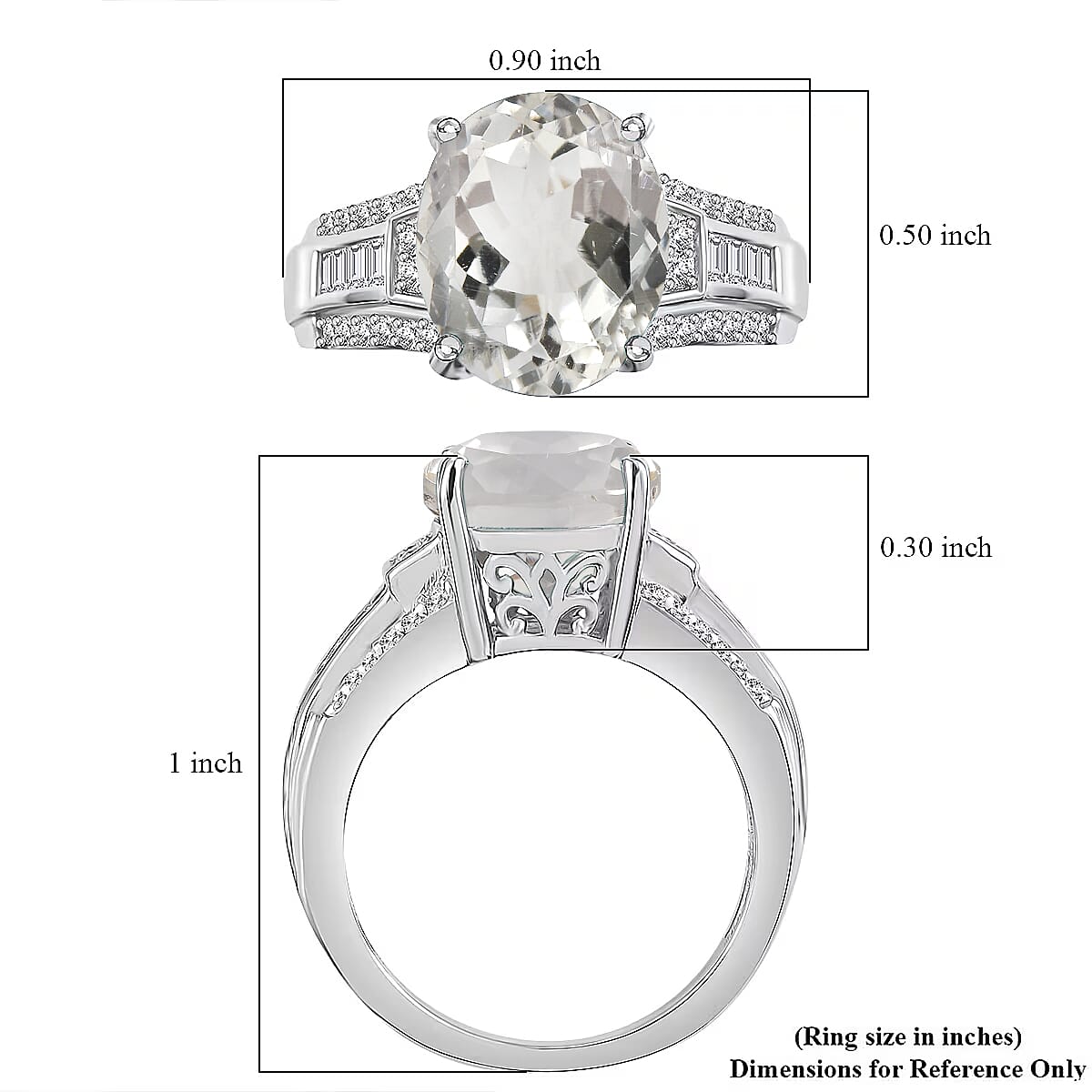 D'Joy White Kunzite ,  White Zircon  Main Stone With Side Stone Ring in Rhodium OverSterling Silver ,  Silver Wt. 5.4 g 4.72 ctw image number 5