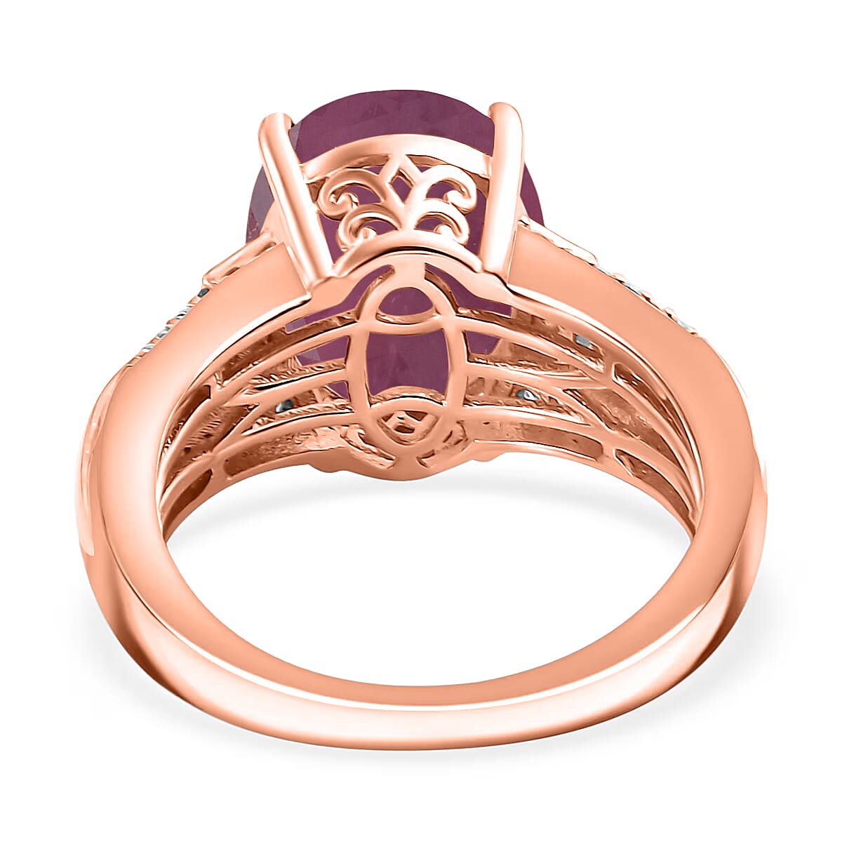 D'Joy Niassa Ruby (FF) and White Zircon 7.50 ctw Ring in 18K Vermeil Rose Gold Over Sterling Silver (Size 10.0) image number 4