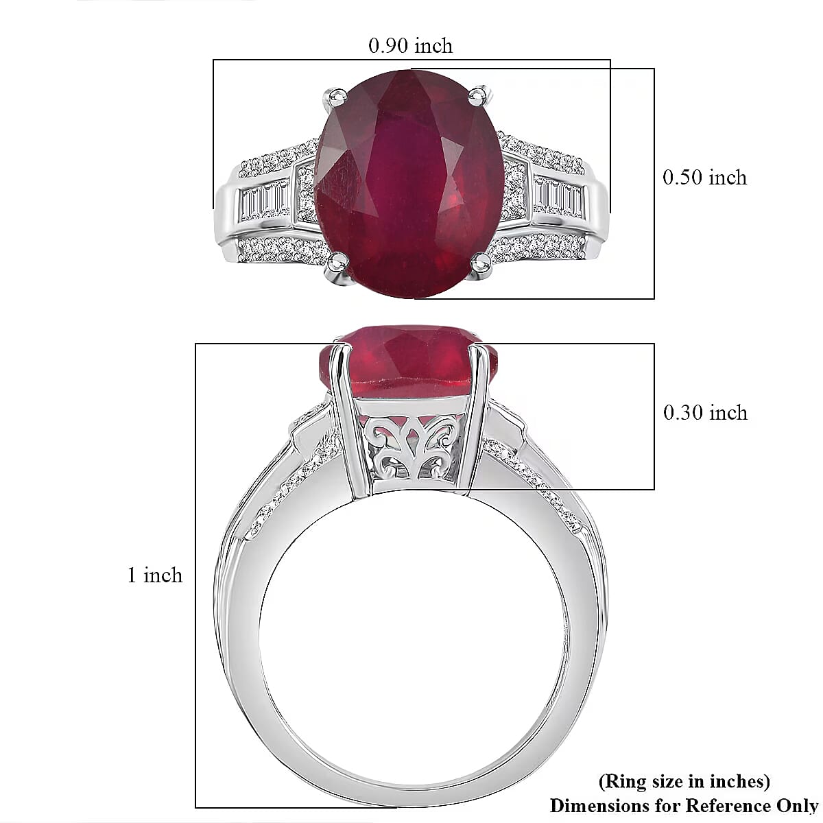 D'Joy Niassa Ruby (FF) and White Zircon 7.50 ctw Ring in Rhodium Over Sterling Silver (Size 10.5) image number 5