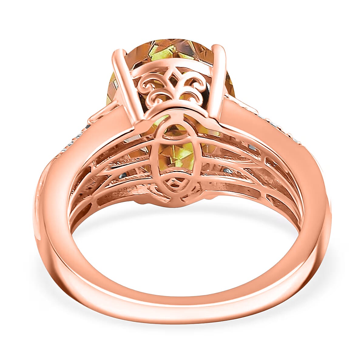 D'Joy Santa Ana Madeira Citrine and White Zircon 5.60 ctw Ring in 18K Vermeil Rose Gold Over Sterling Silver (Size 9.0) image number 4
