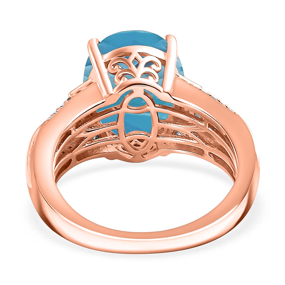 D'Joy Swiss Blue Topaz and White Zircon 7.30 ctw Ring in 18K Vermeil Rose Gold Over Sterling Silver (Size 5.5) image number 4