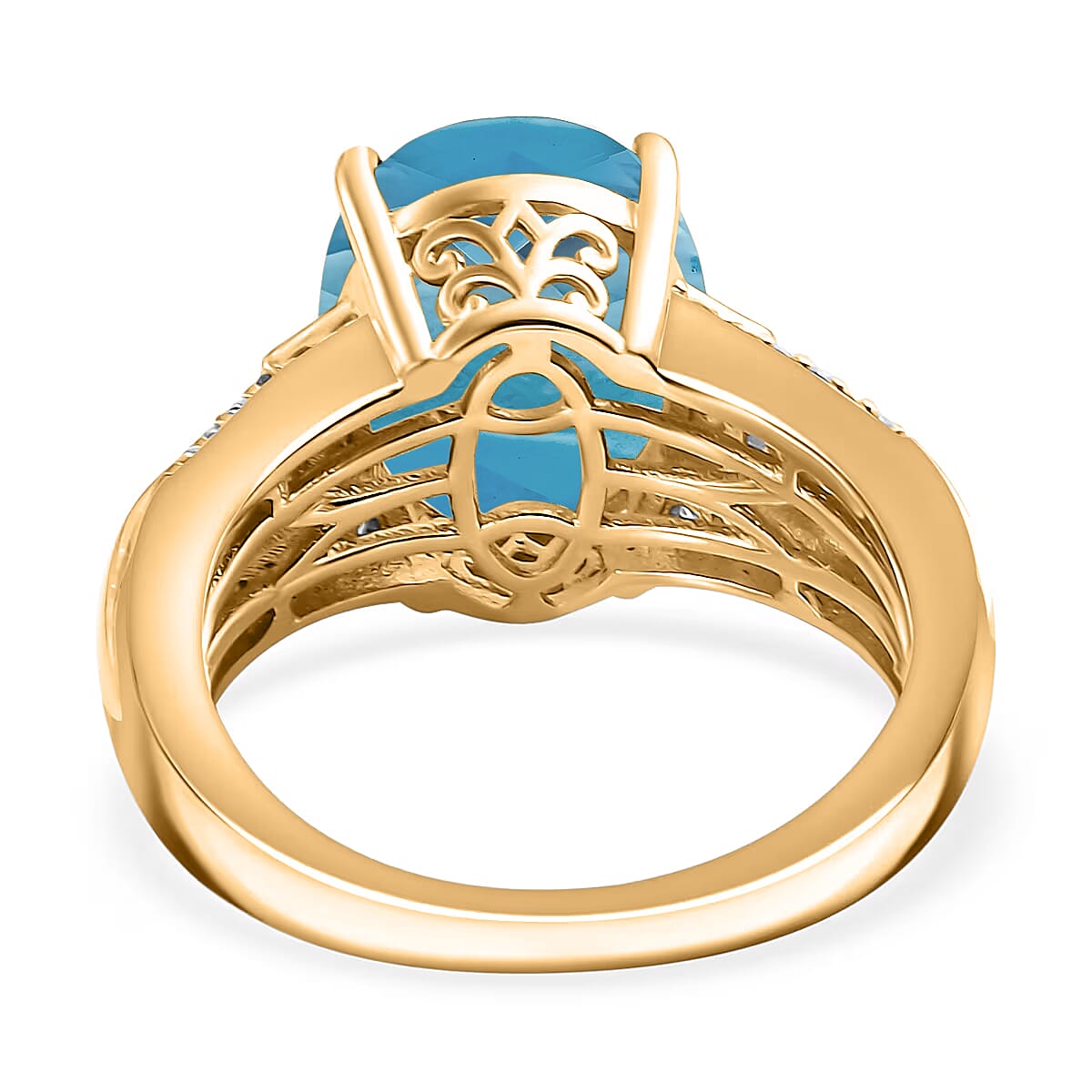 D'Joy Swiss Blue Topaz and White Zircon 7.30 ctw Ring in 18K Vermeil Yellow Gold Over Sterling Silver (Size 12.0) image number 4