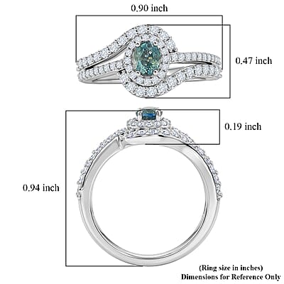 D'Joy Montana Sapphire and White Zircon 1.50 ctw Ocean Wave Swirl Ring in Rhodium Over Sterling Silver (Size 5.0)