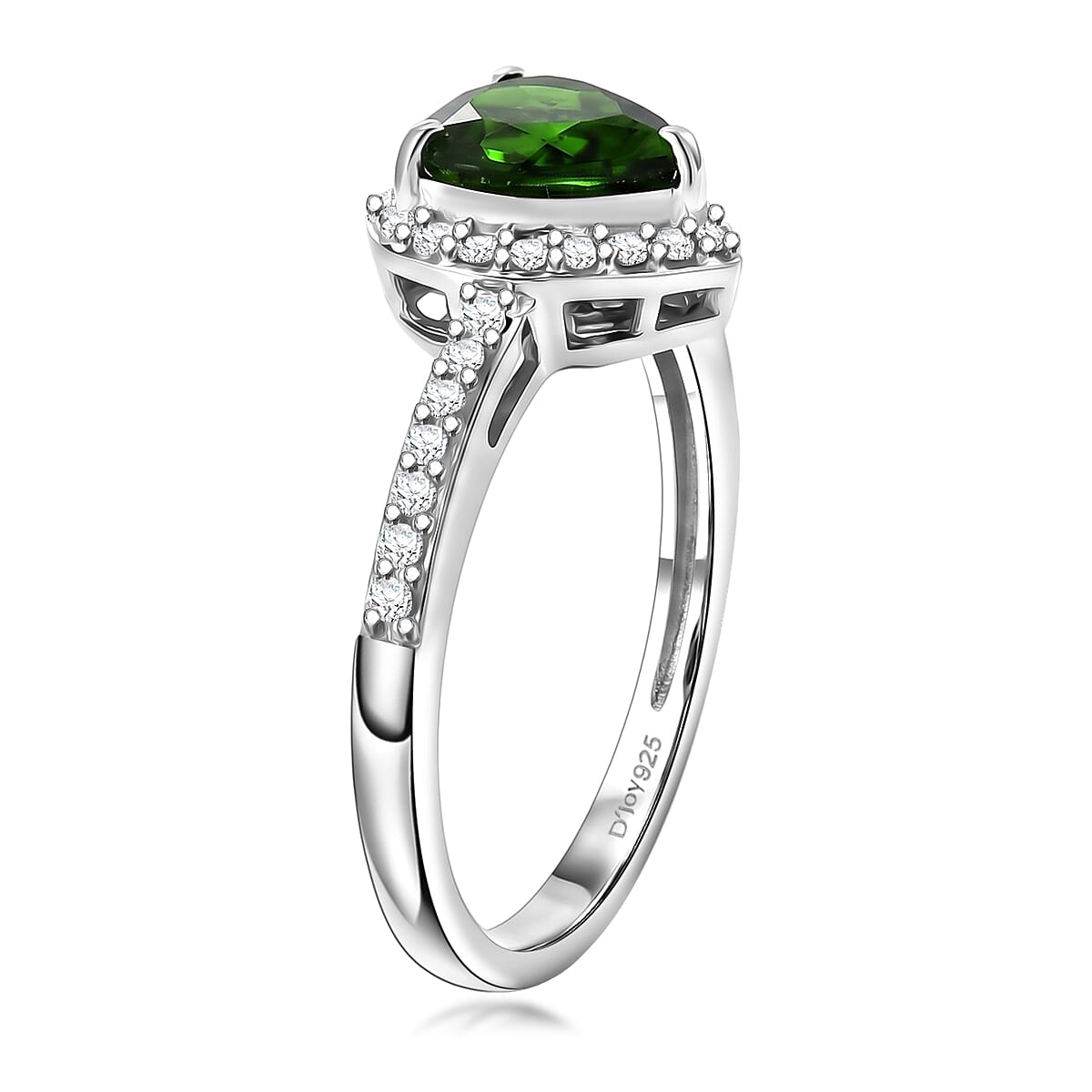 D'Joy Chrome Diopside, Moissanite Ring in Rhodium Over Sterling Silver (Size 10.0) 1.60 ctw image number 3