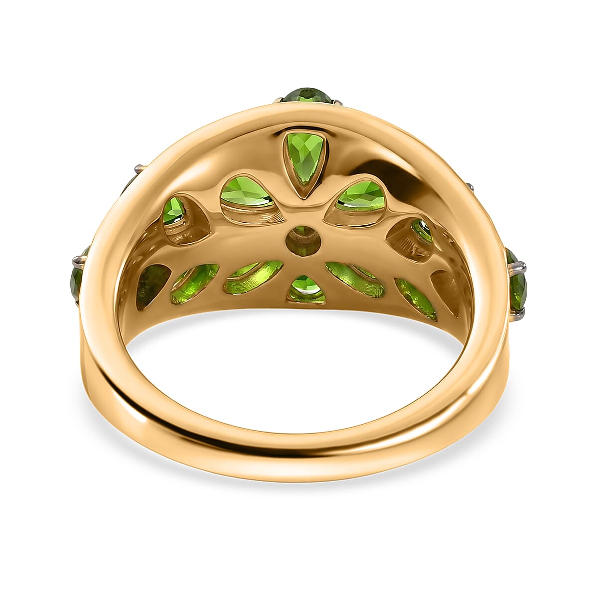 D'Joy Chrome Diopside 2.60 ctw Blooming Petal Ring in 18K Vermeil Yellow Gold Over Sterling Silver (Size 10.0) image number 4